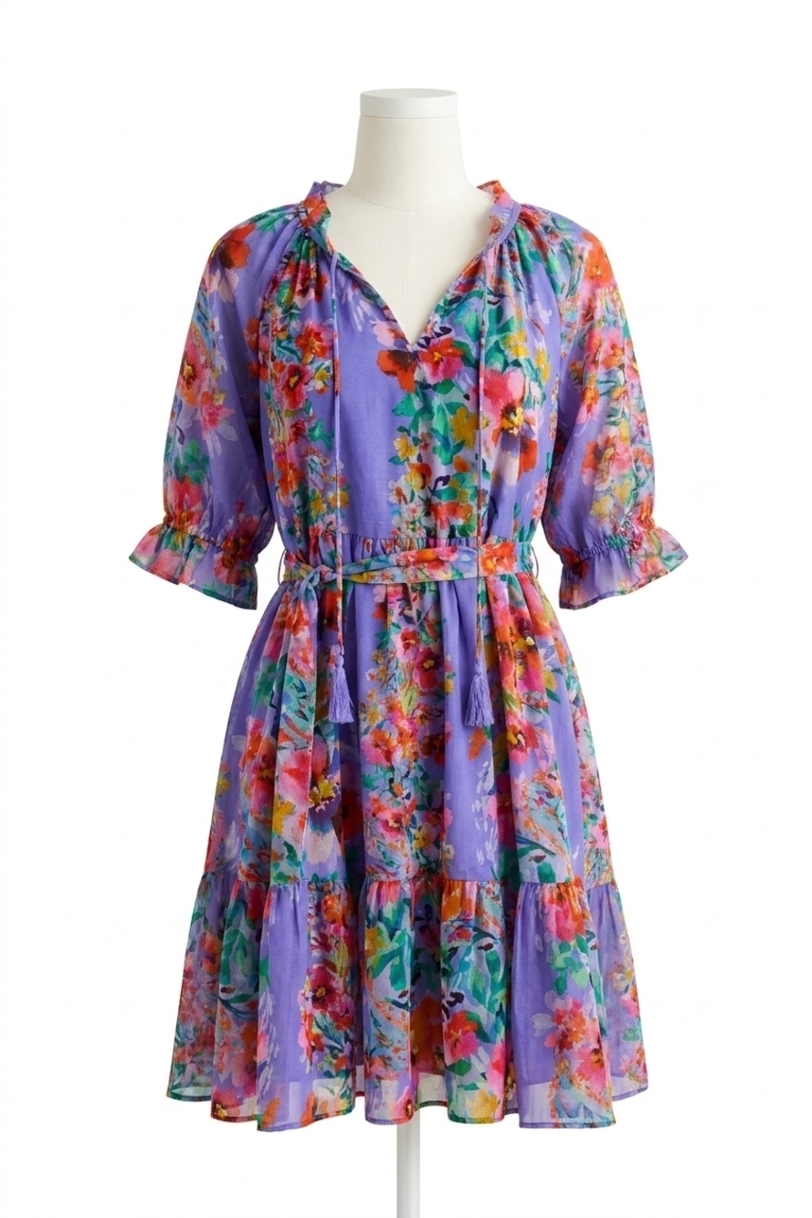 NEW JOHNNY WAS suzy tiered mini dress in all my love